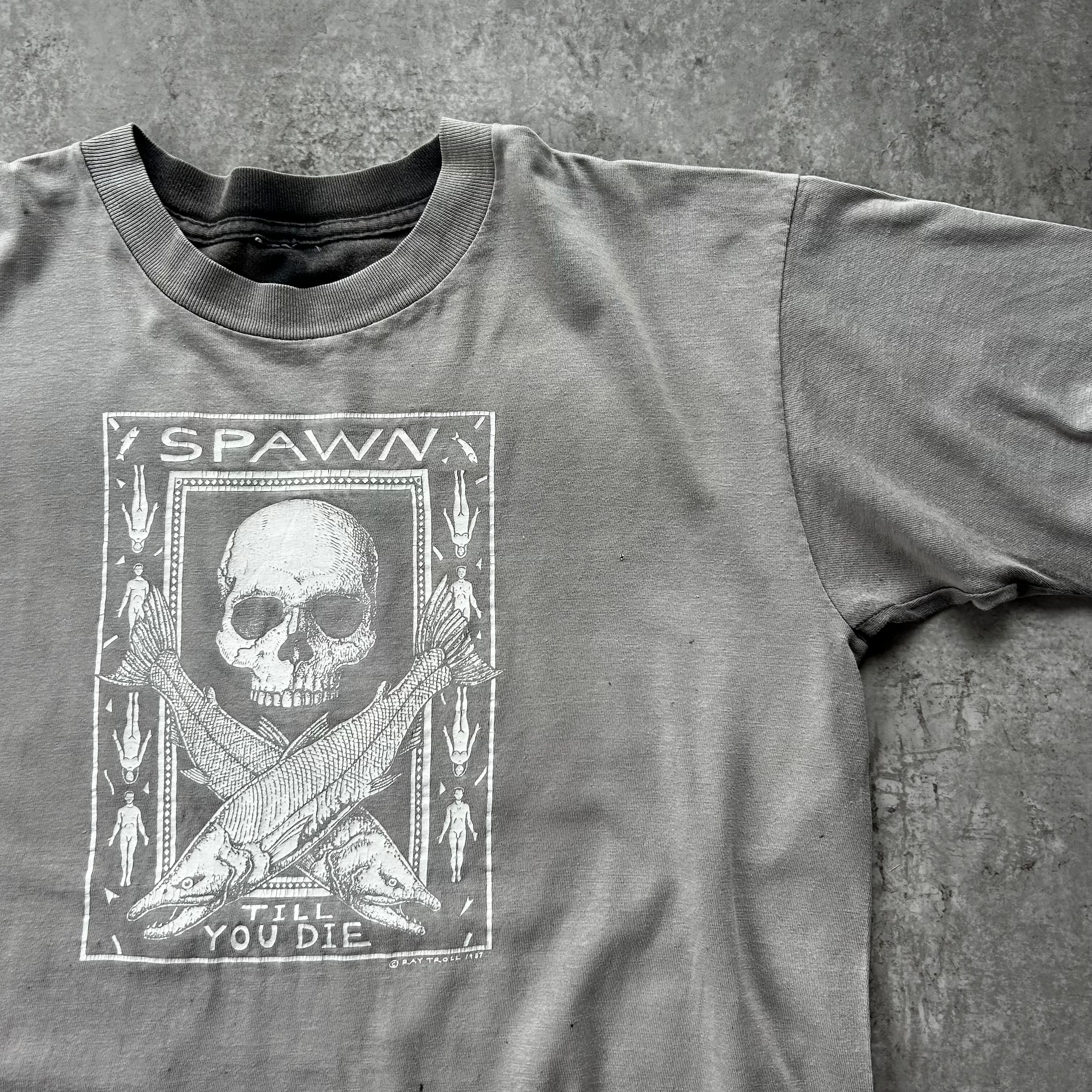 80s90s レイトロール アートtシャツ USA製 フェードブラック XL | 東京