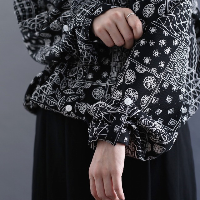 "monokuro" art and reef flower pattern l/s shirt