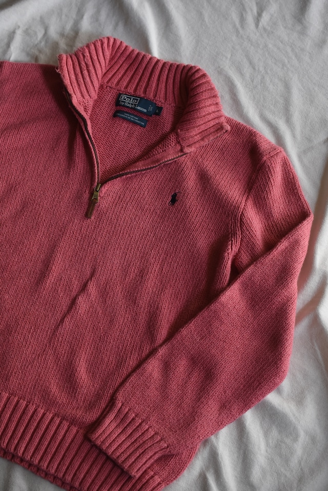 OK/90's "polo by Ralph Lauren" harf zip cotton knit