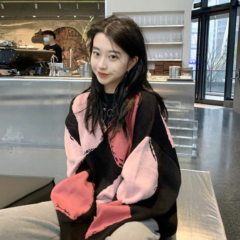 スタンダードセーター ルーズスプリングオータムニットトップス レトロ 春物 秋物 スーパーモール47338958674