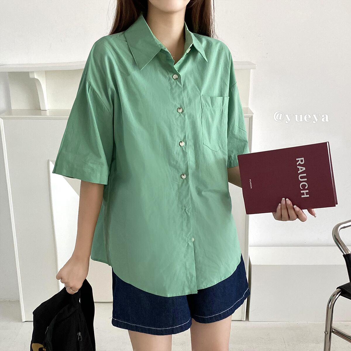 サマーシャツ ルーズカジュアルソリッド カラー 夏物 ソリッドカラー クレセントシティ31654932806