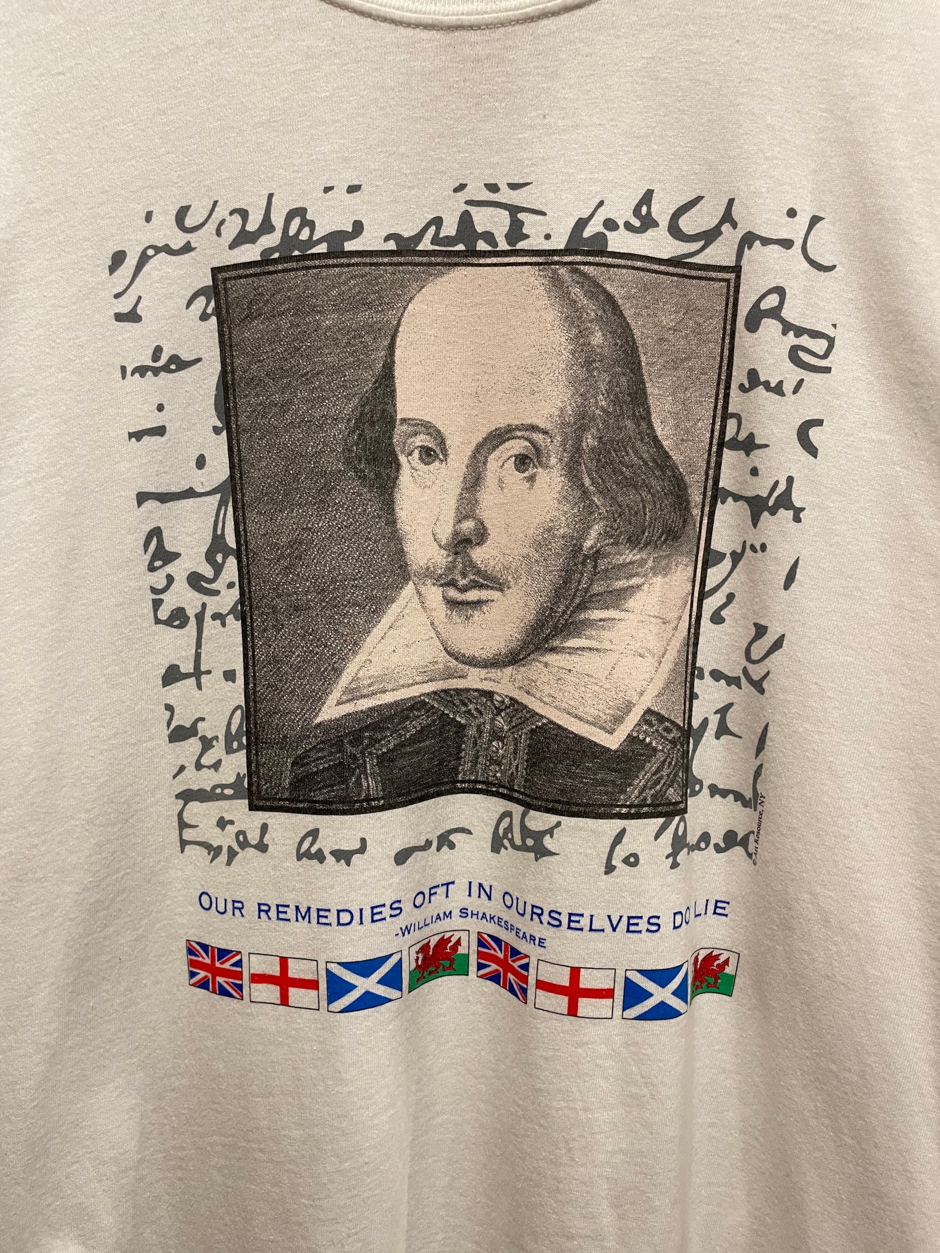 90s-00s William Shakespeare S/S Tee 白 L相当 シェイクスピア 偉人 T