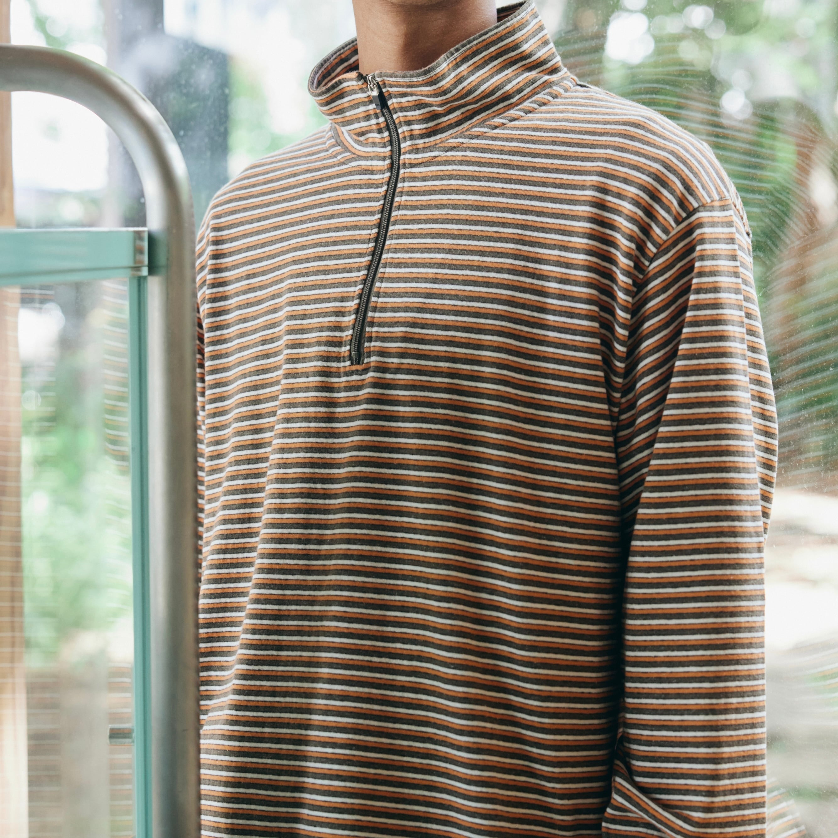 MULTI BORDER L/S STAND ZIP ORANGE