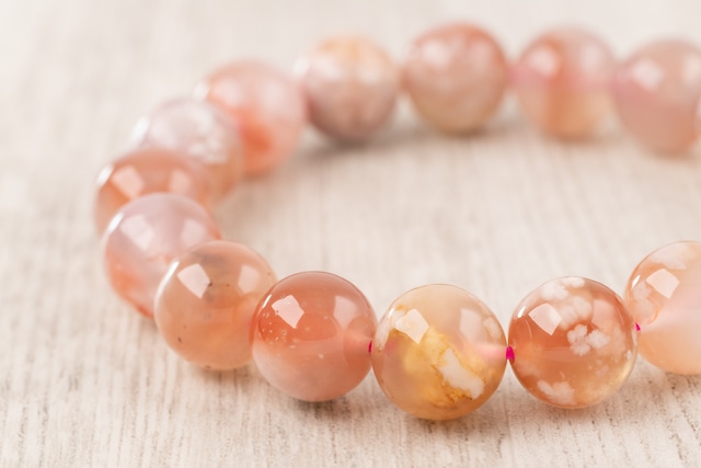 ◆一点物◆ 桜瑪瑙/チェリーブロッサムアゲート ブレスレット 12mm