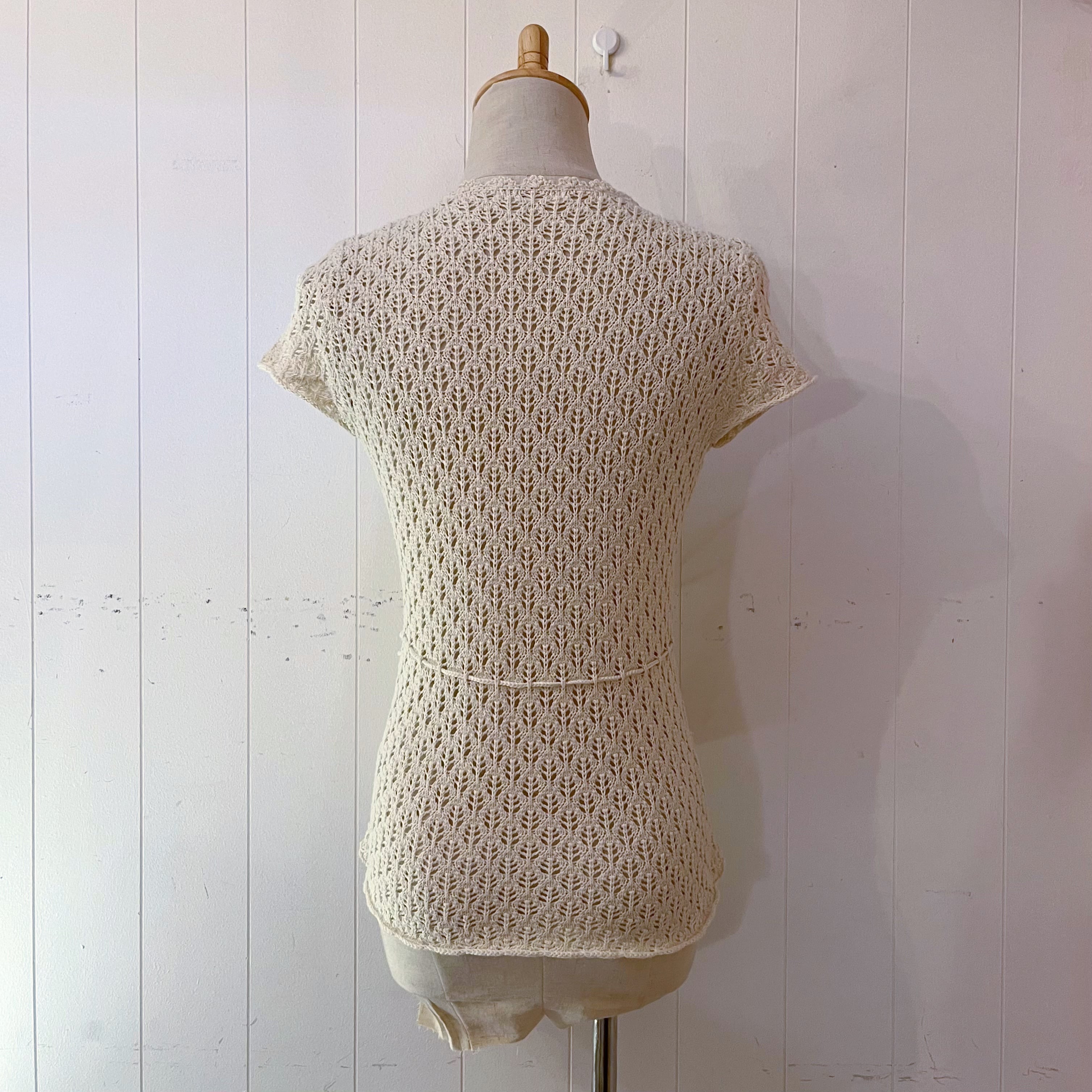 flower motif crochet knit cardigan
