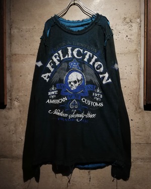 【Caka】“Affliction”Reversible Loose Thermal L/S T-Shirt