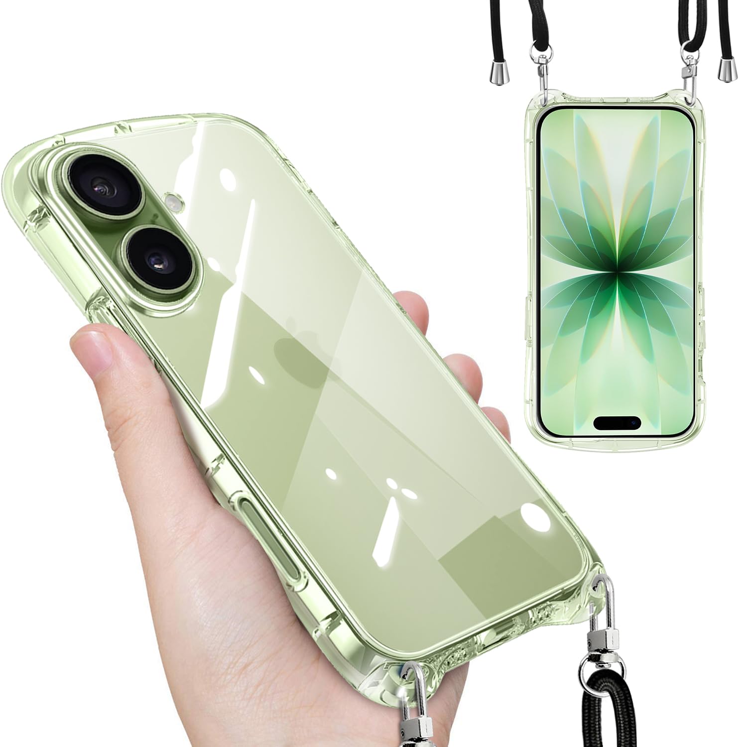 Yidahe iPhone 17 用 ケース ショルダー iPhone17 用 ストラップ付き 韓国 スマホケース(クリア)