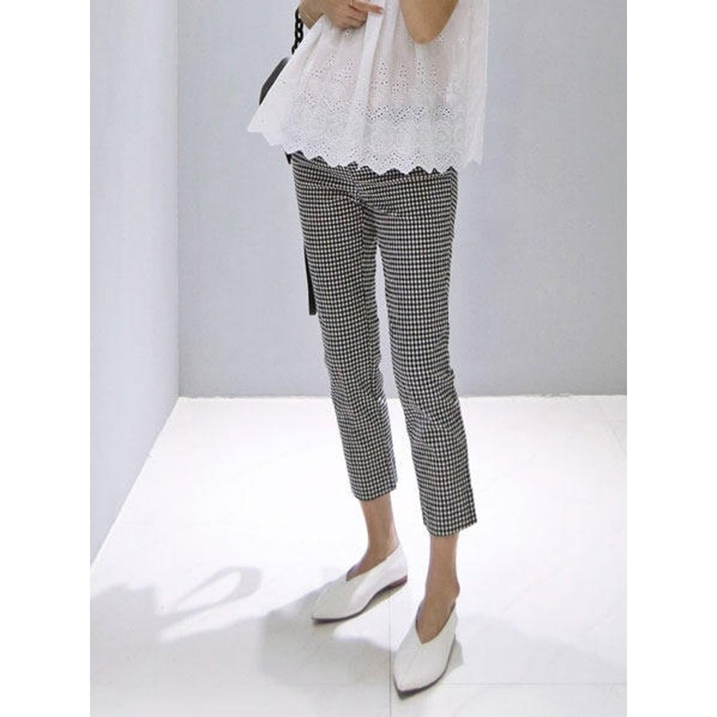 クロップドチェックパンツ【S-2XL】 RA3215