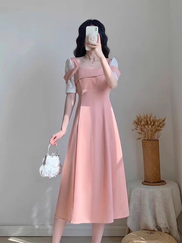 ピンク お姫様 上品なロングワンピース