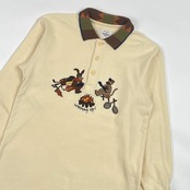 Jean Charles de Castelbajac Sport カステルバジャック 刺繍 鹿の子 長袖 ポロシャツ 1/アイボリー メンズ ゴルフ