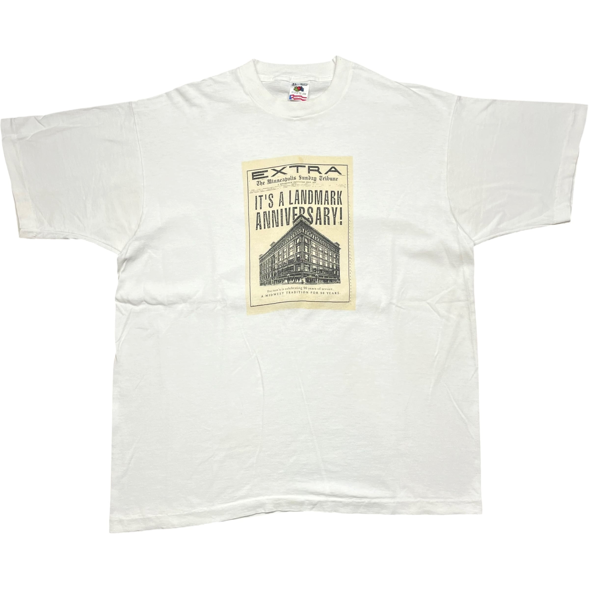 《XL》FRUIT OF THE ROOM フルーツオブザルーム Tシャツ フロントプリント シングルステッチ ホワイト USA製 90年代 vintage no.10533
