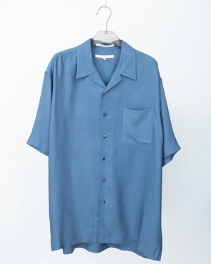 pin check pattern silk open collar short sleeve shirt