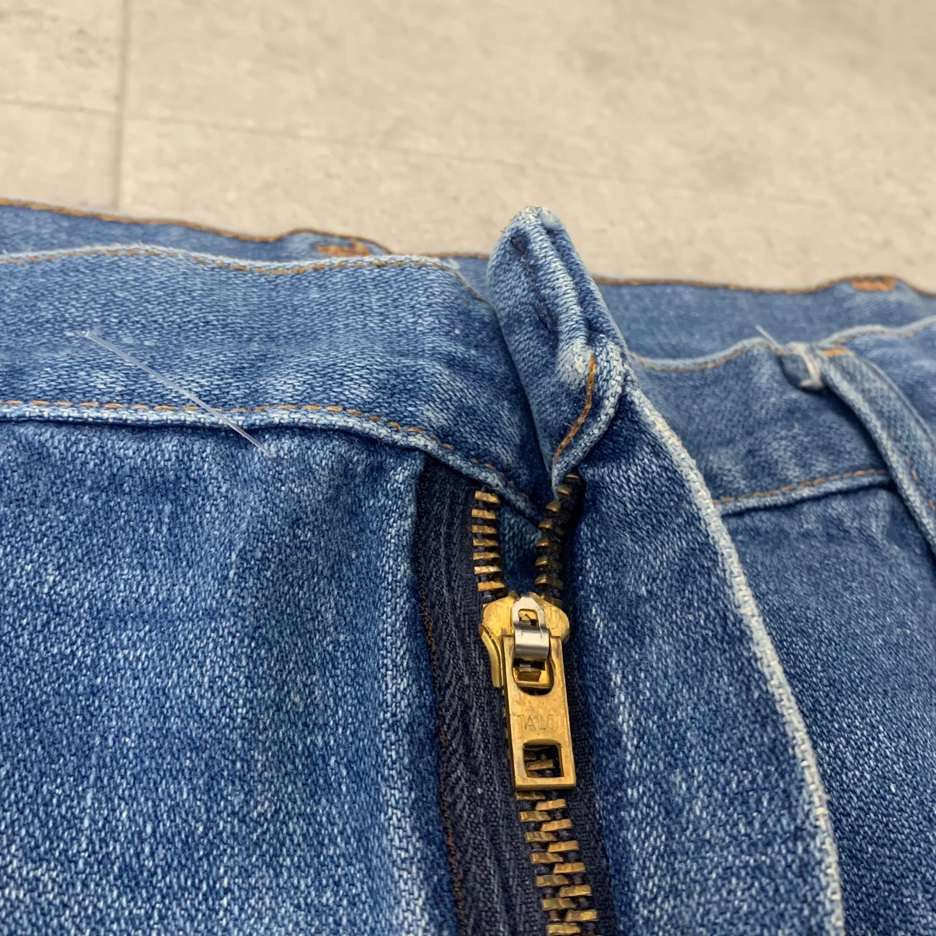 60s 70s USA古着 ラングラー デニムパンツ ヒゲ vintage 古着 70s Wrangler No Fault Jeans ヒゲ 縦落ち ブルー デニム パンツ