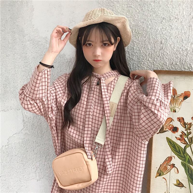 チェック柄 長袖 ワンピース★大人可愛い キュート お洒落 上品 おしゃれ チェック 柄 かわいい 秋 ワンピース チェック ひざ下