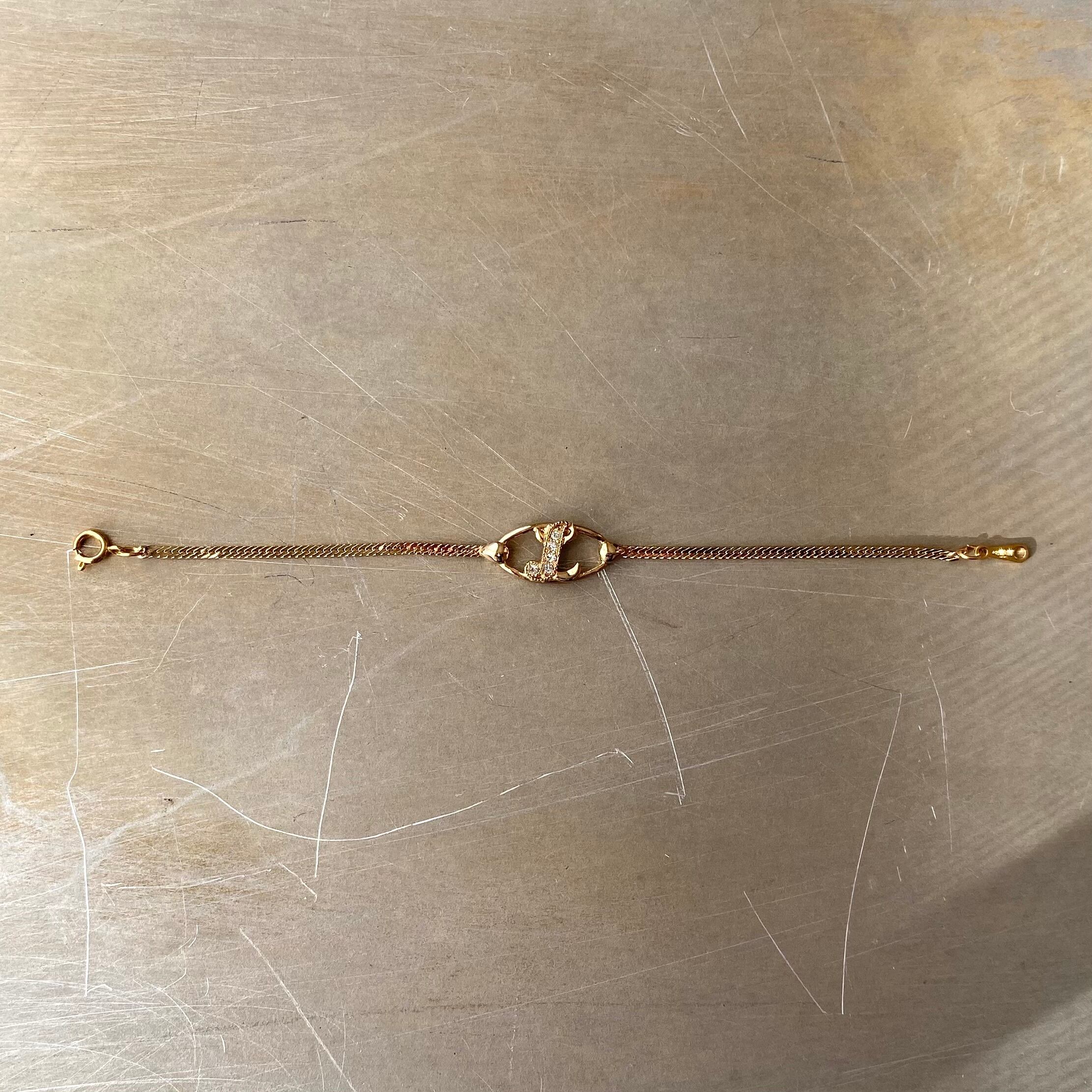 Vintage 80s USA AVON crystal bijou initial bracelet レトロ