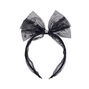 HAL467:Mystic Sparkle Tulle Bow Headband-BLACK