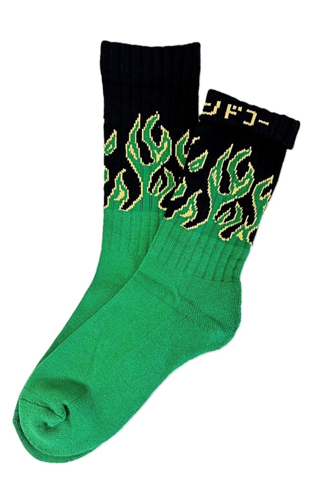 <NEW> "Fire Burning -green- " Socks