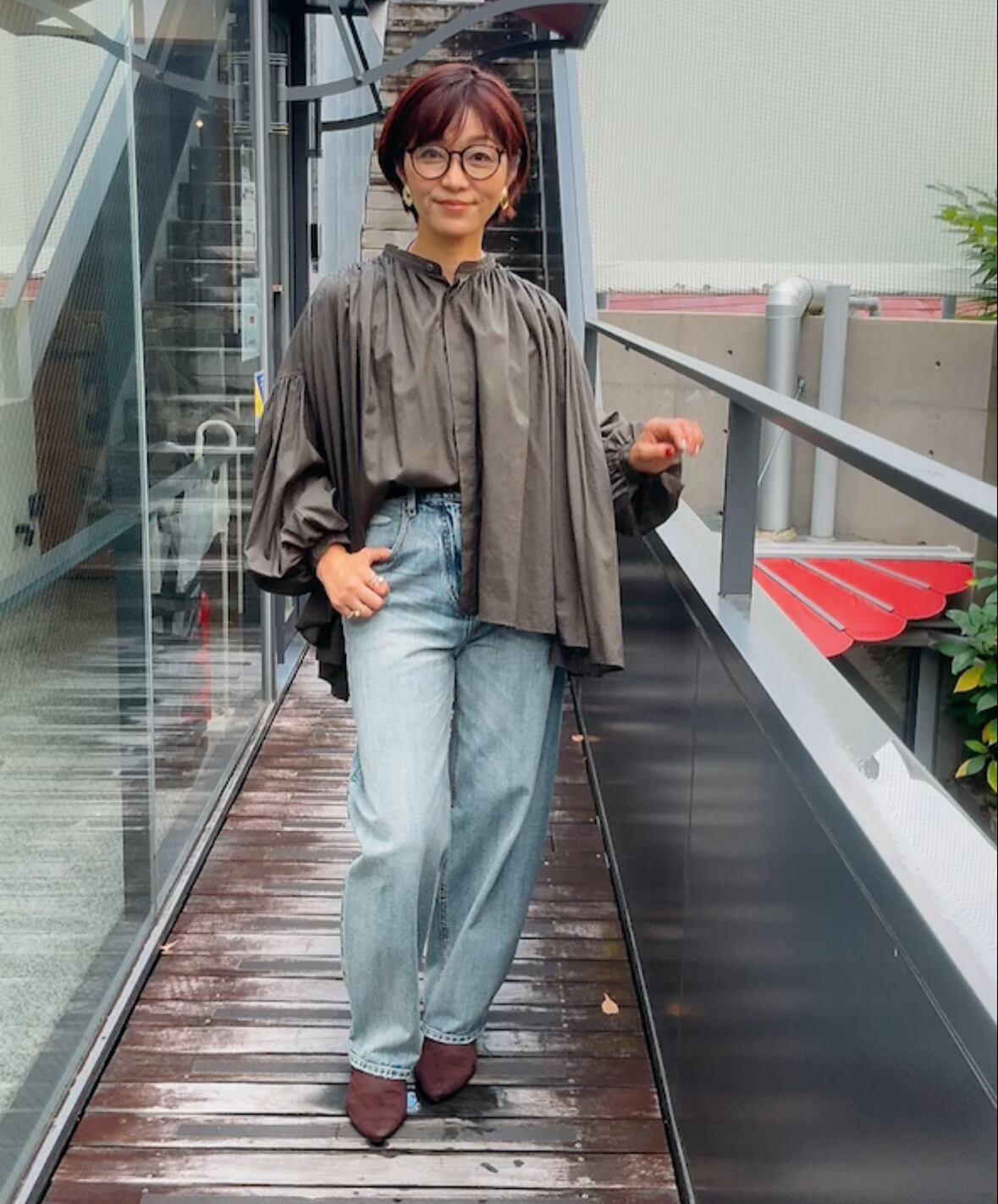 ★新作★LEk cud(レカット)ギャザーたっぷりフレアスリーブ シャツブラウス【536981】