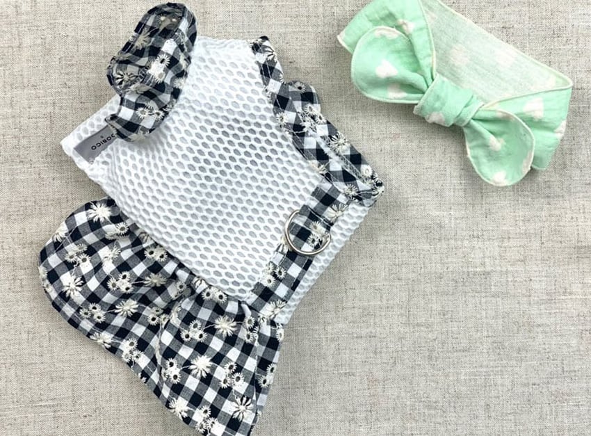 【SALE】  bibi onepiece harness XS ~ XL 3color  /  犬服 春夏 新作 可愛い 犬の服 ドッグウェア ハーネス お出かけ ワンピース お揃い ha4