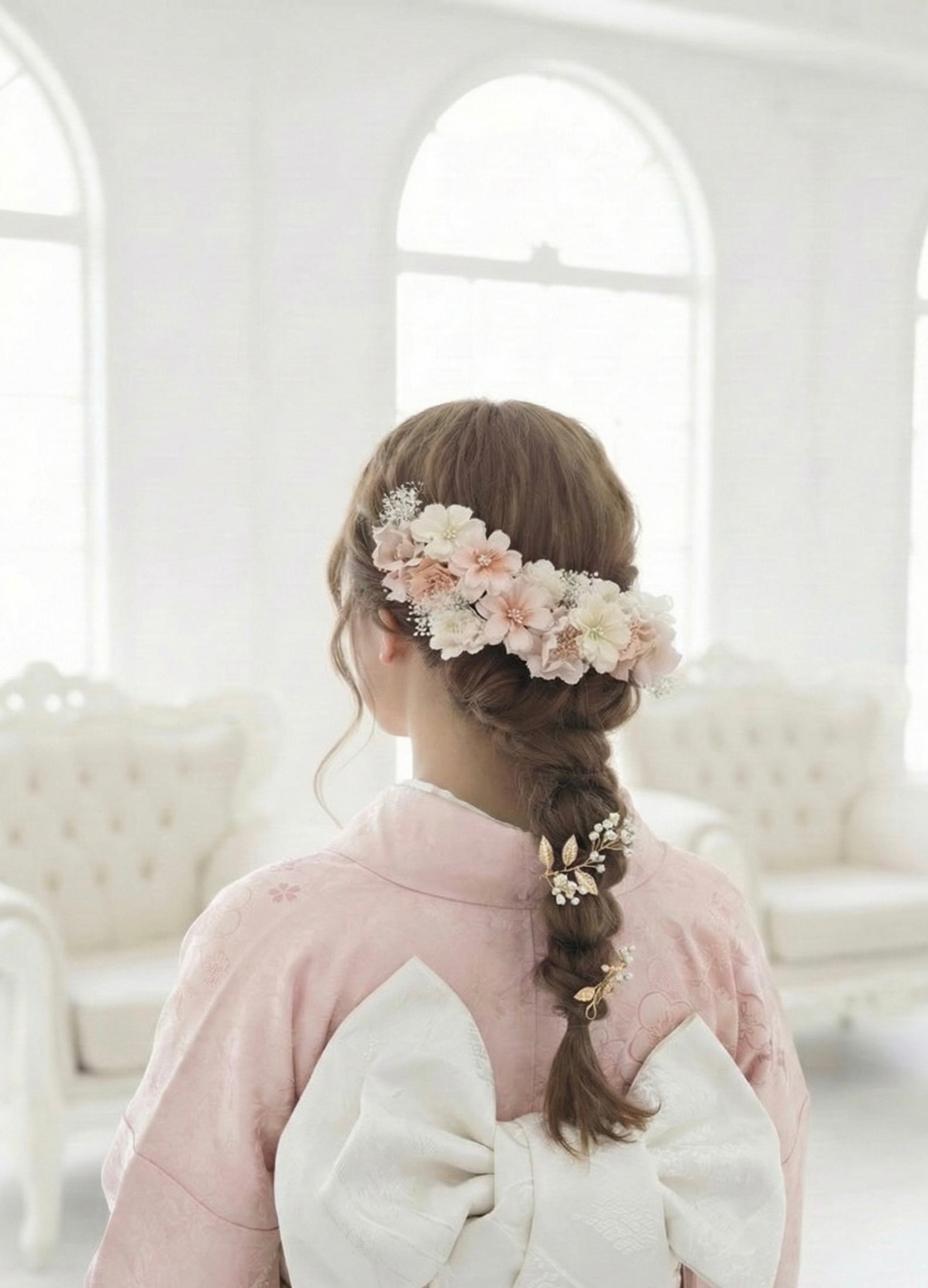 Zinnia(ジニア)髪飾り 小枝ビジュー 金箔プレゼント 卒業式 袴 振袖 成人式 白無垢 色打掛 和装 ヘアパーツ ヘッドドレス 白無垢