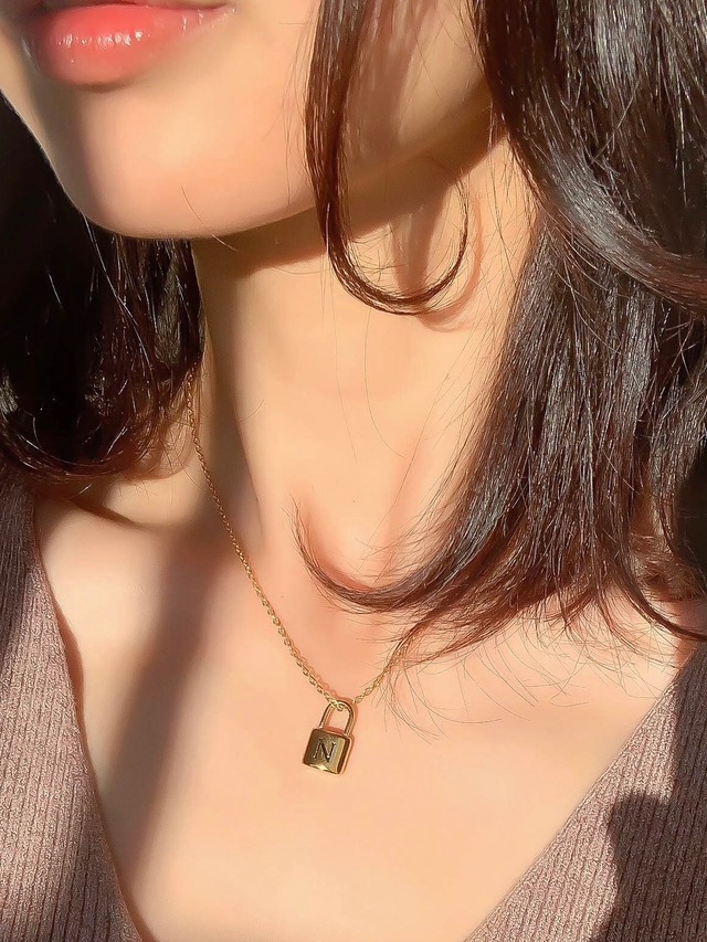 padlock initial necklace