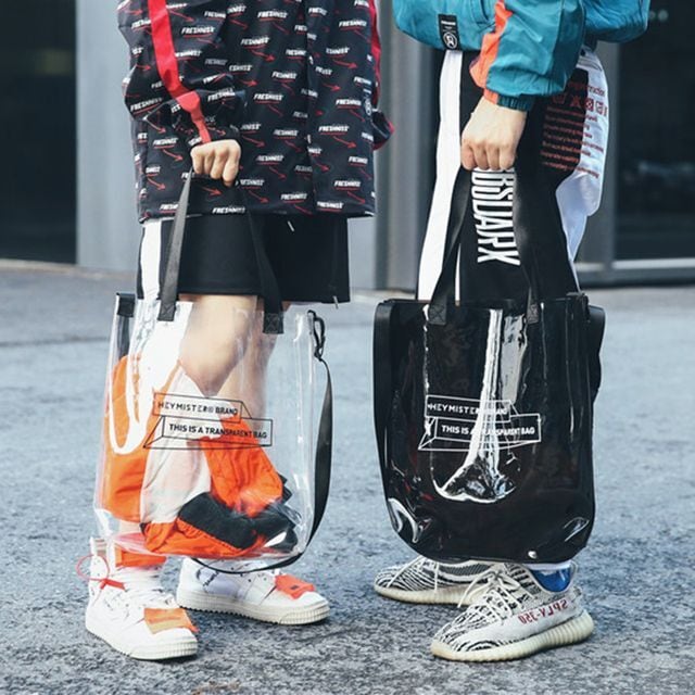 【予約販売】トートバッグ クリアバッグ メンズ レディース バック 2WAY ショルダーバッグ 大容量 ユニセックス 夏バッグ 透明 こなれ感 お洒落 韓国 トレンド