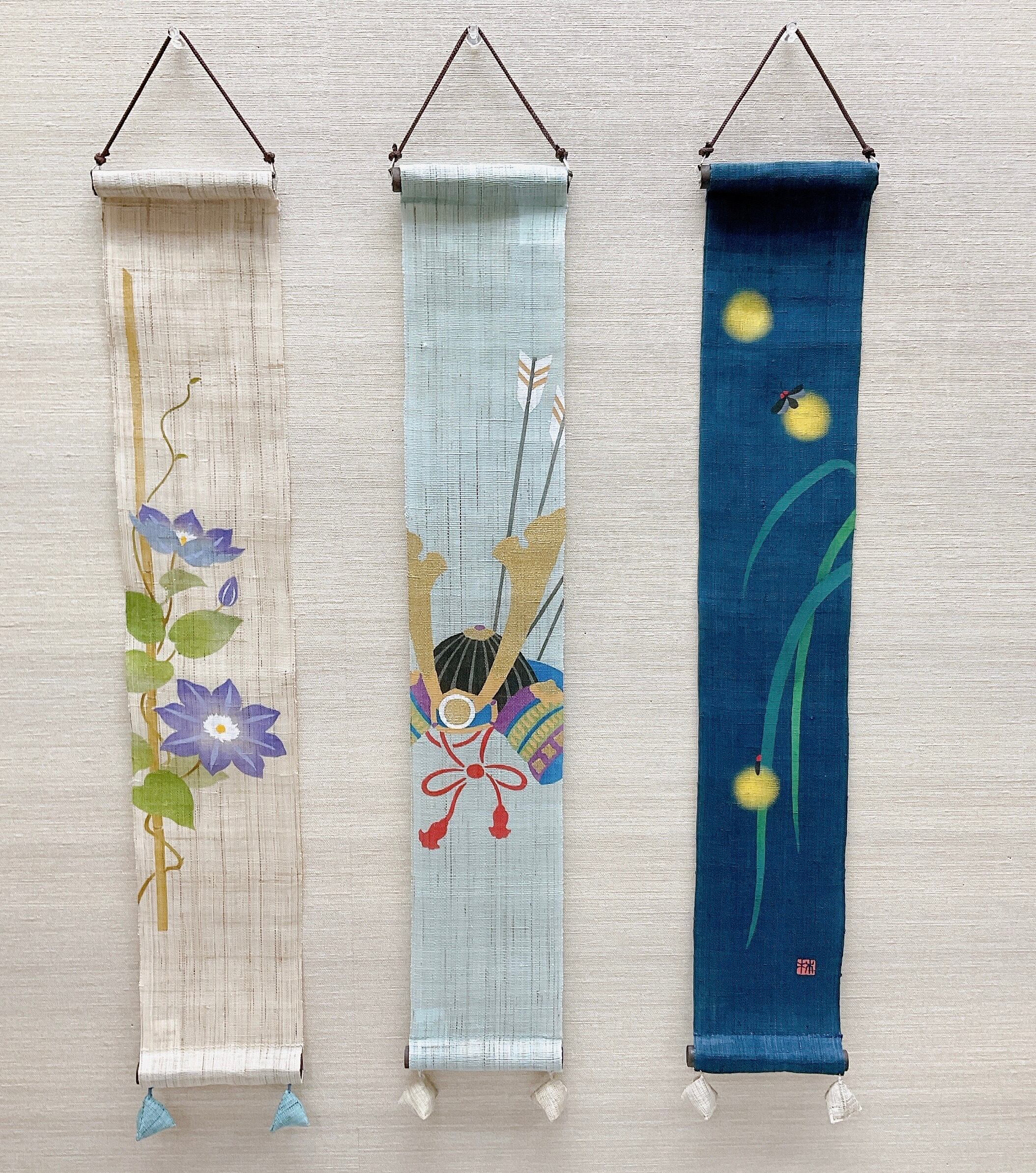 押し絵タペストリー　初夏のタペストリー　ぱんぱん 豆タペストリー【カラー】初夏壁飾り 季節のタペストリー 本麻 細