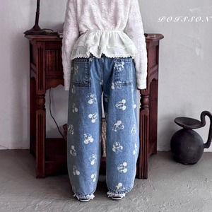 «予約»«ジュニアサイズあり»«poisson» ミッキーデニムパンツ