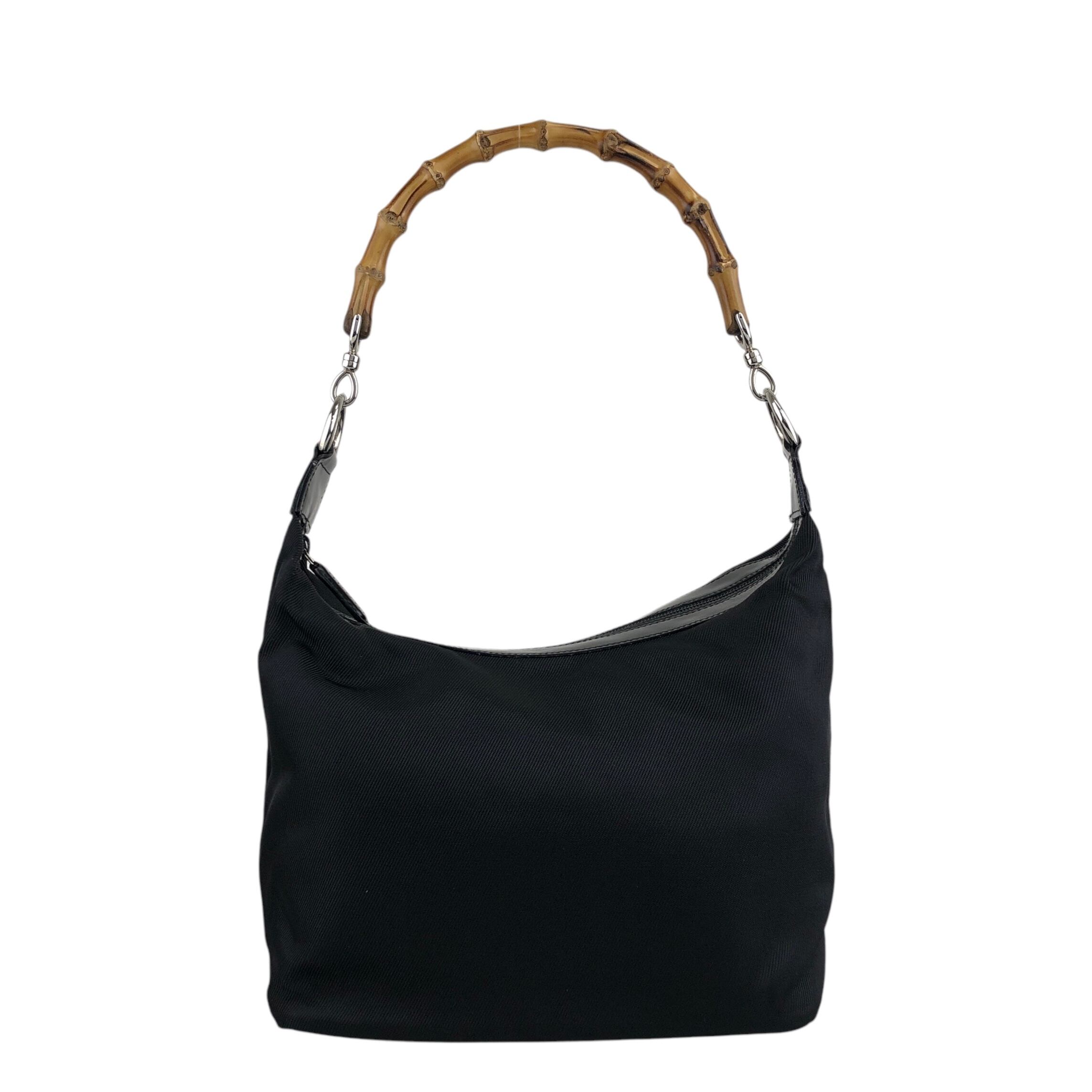 ❤︎美品❤︎ 希少　オールドグッチ　ショルダーバッグ　バンブー　キャンバス GUCCI グッチ ショルダーバッグ ブラック バンブー キャンバス vintage