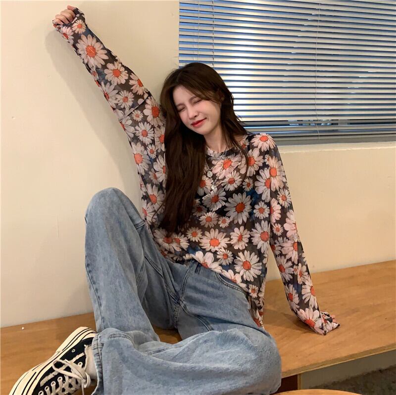 カラー薄手Tシャツ サマールーズラウンドネックトップス ロング 夏物 Oネック クレセントシティ97517054956