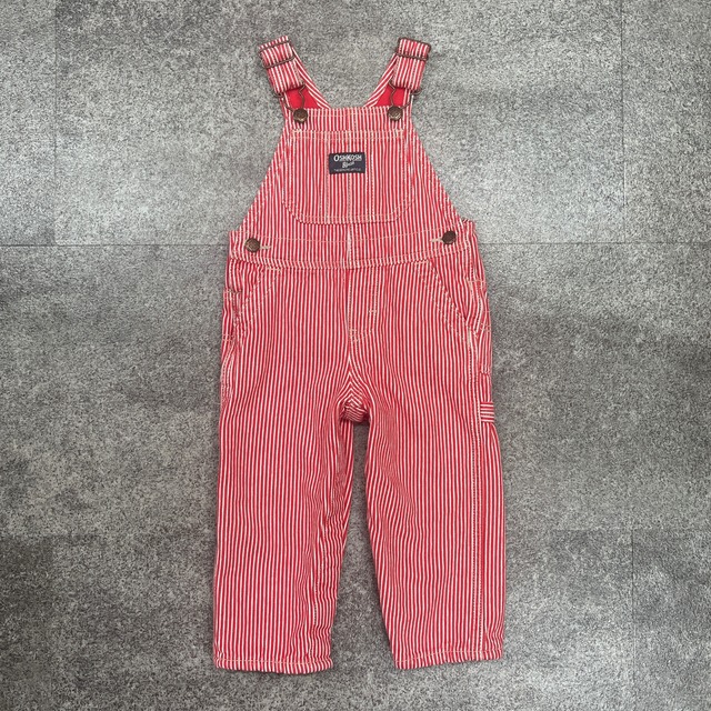 【18M】OSHKOSH hickory red stripe overall オシュコシュ ヒッコリー レッドストライプ オーバーオール 赤