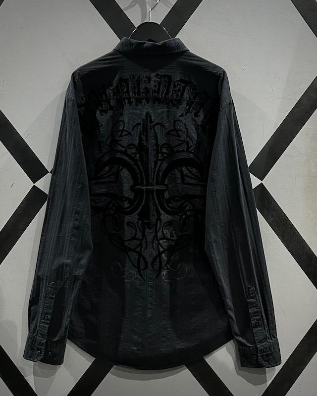 【X VINTAGE】Flocky Gothic Design Vintage L/S Shirt