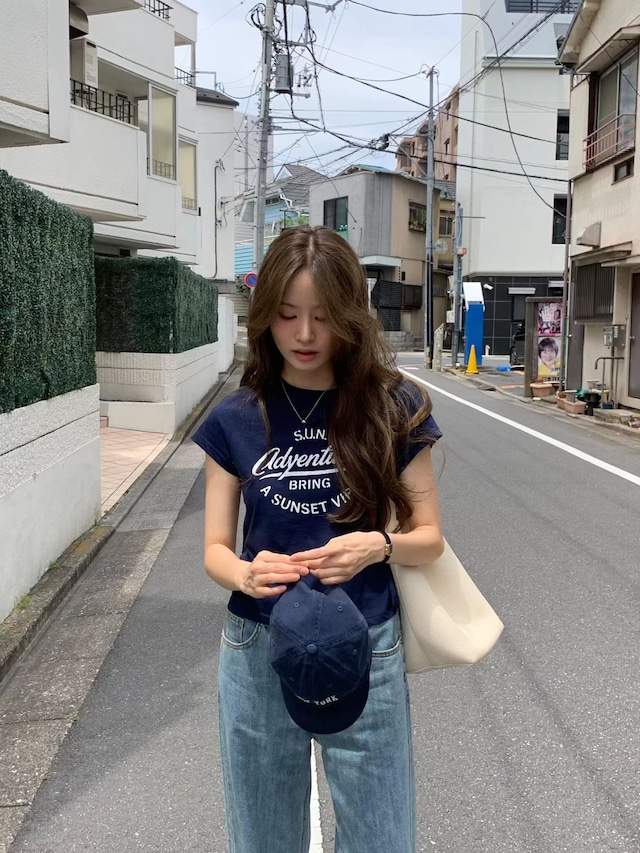 (OUNCE) sunset half tee / 2color