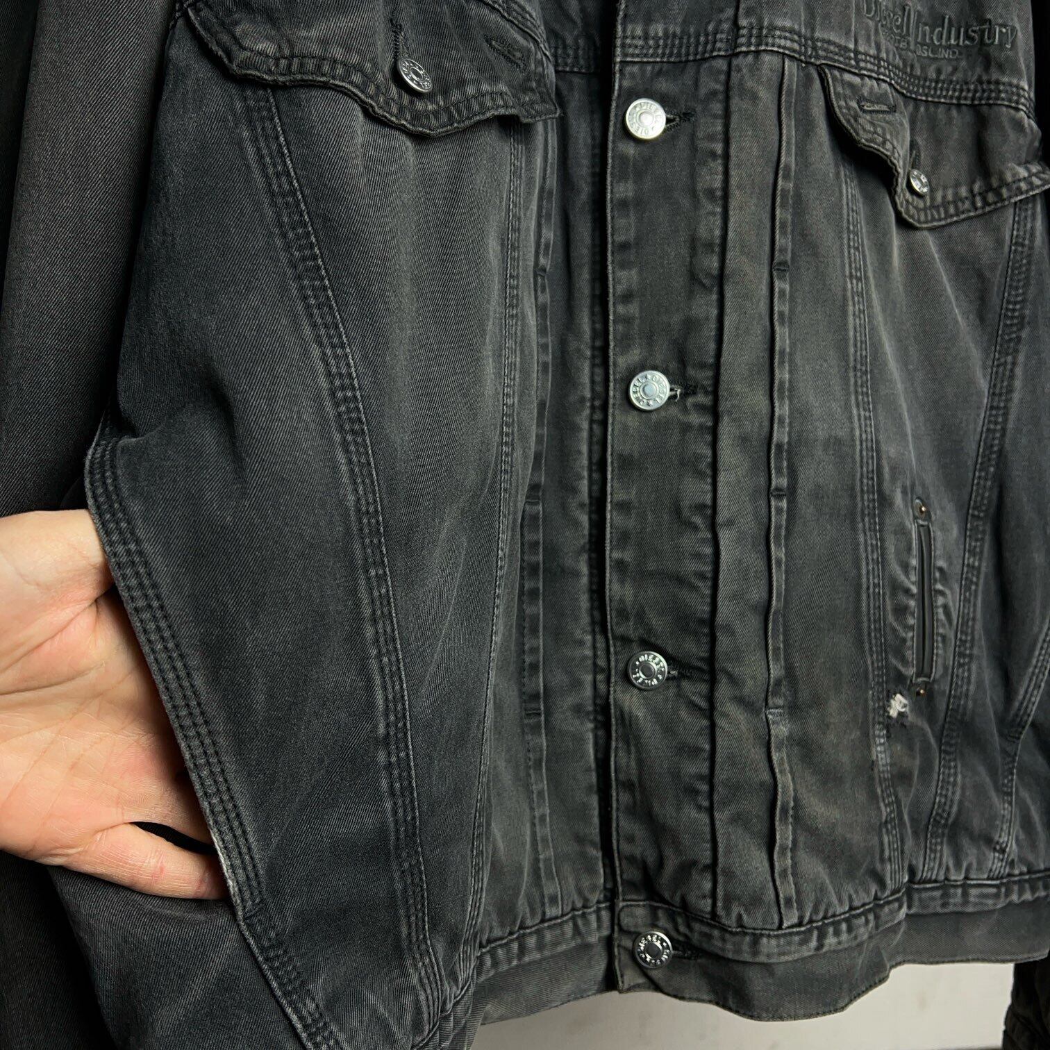 DIESEL ブラックコーティングデニムジャケット 中古・古着通販】DIESEL (ディーゼル) コーティングデニムジャケット