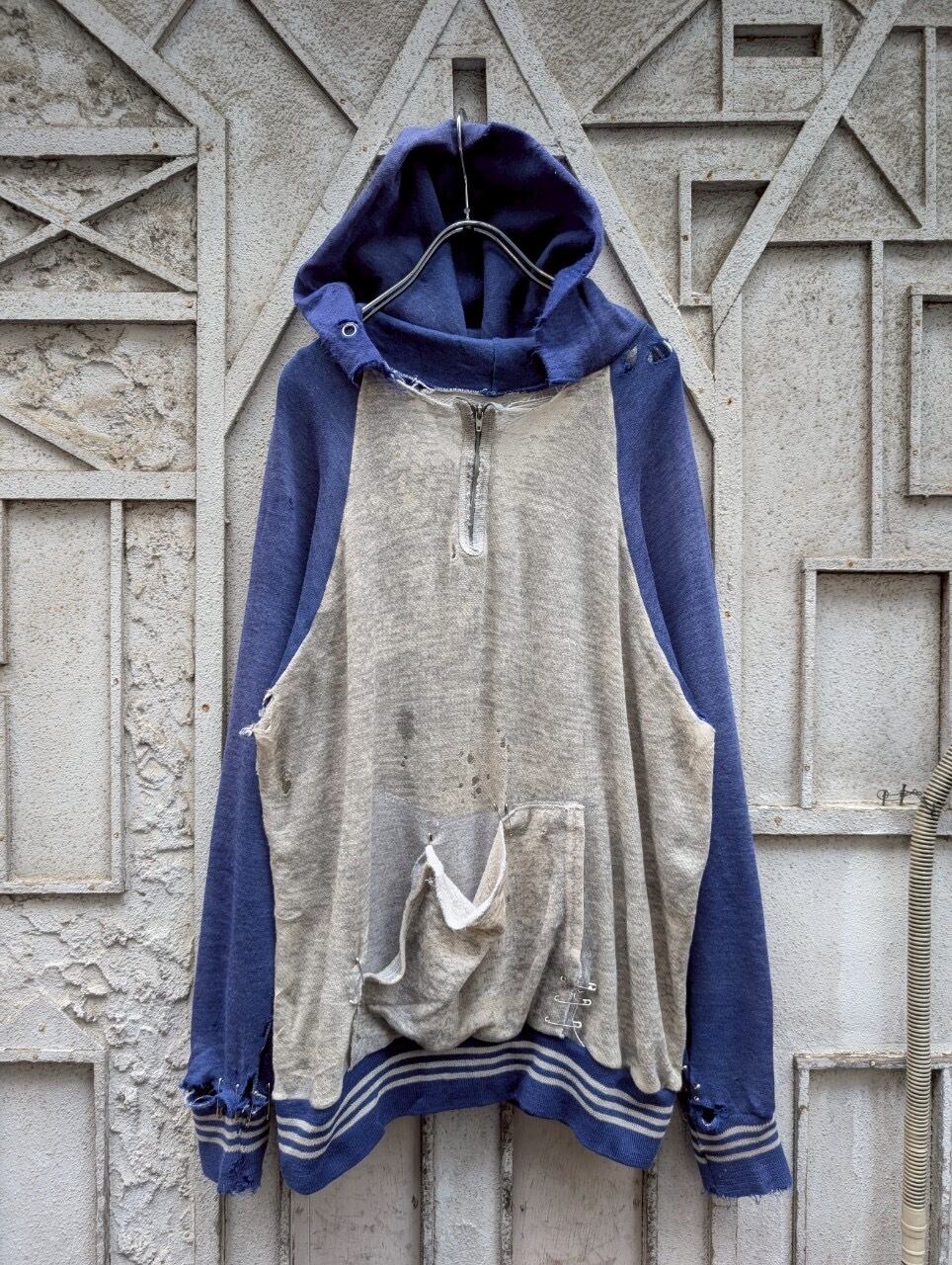 深緑 REMAKE "DAMAGE PROCESSING" halfzip hoodie
