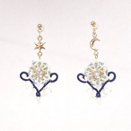 月と星と、冬のタティングレースピアス