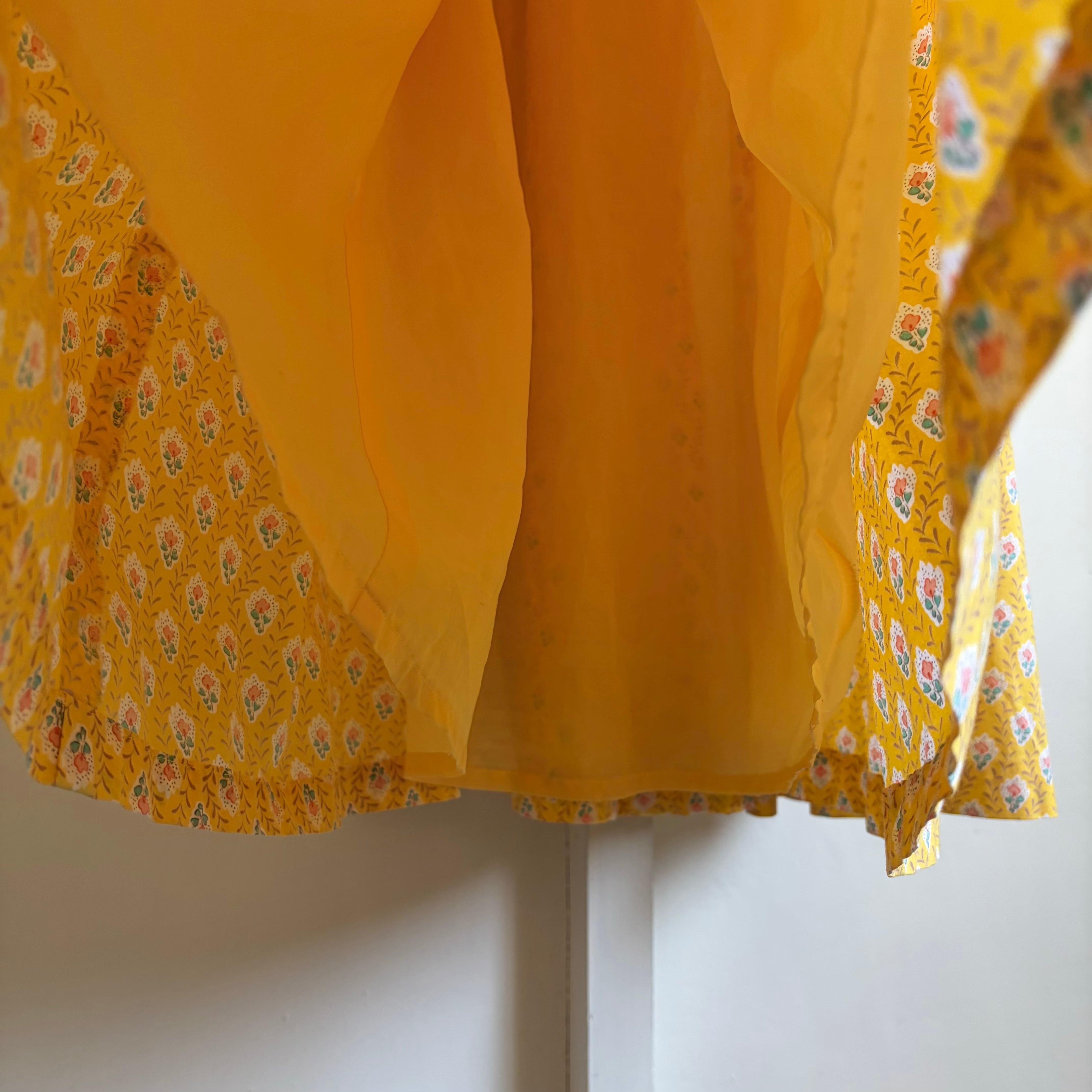 Yellow Provence Floral Dress〈レトロ古着 イエロー プロヴァンス調花