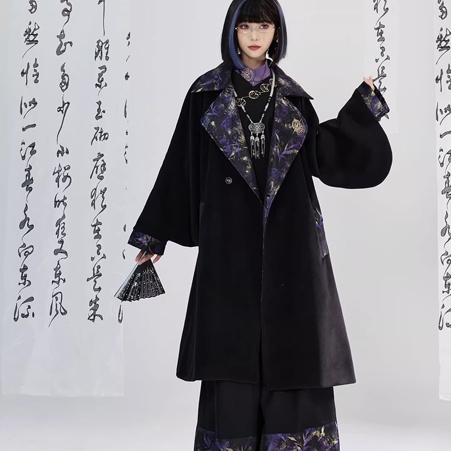 中華ゴシック ロングコート ムーンフェイスデザイン|WithU | ゴスロリ 中華ゴシック ロングコート ムーンフェイスデザイン|WithU | ゴスロリ