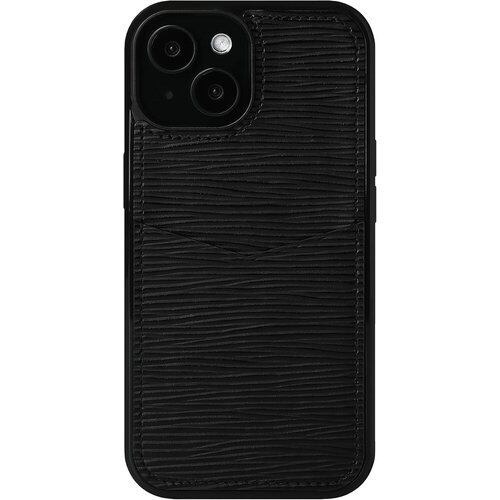 iPhone 16 Pro プロ ケース 本革 エンボスレザー スマホケース スマホ カバー 背面ケース 携帯ケース 波模様 型押しレザー カード入れ iPhone16Pro ブラック 3419