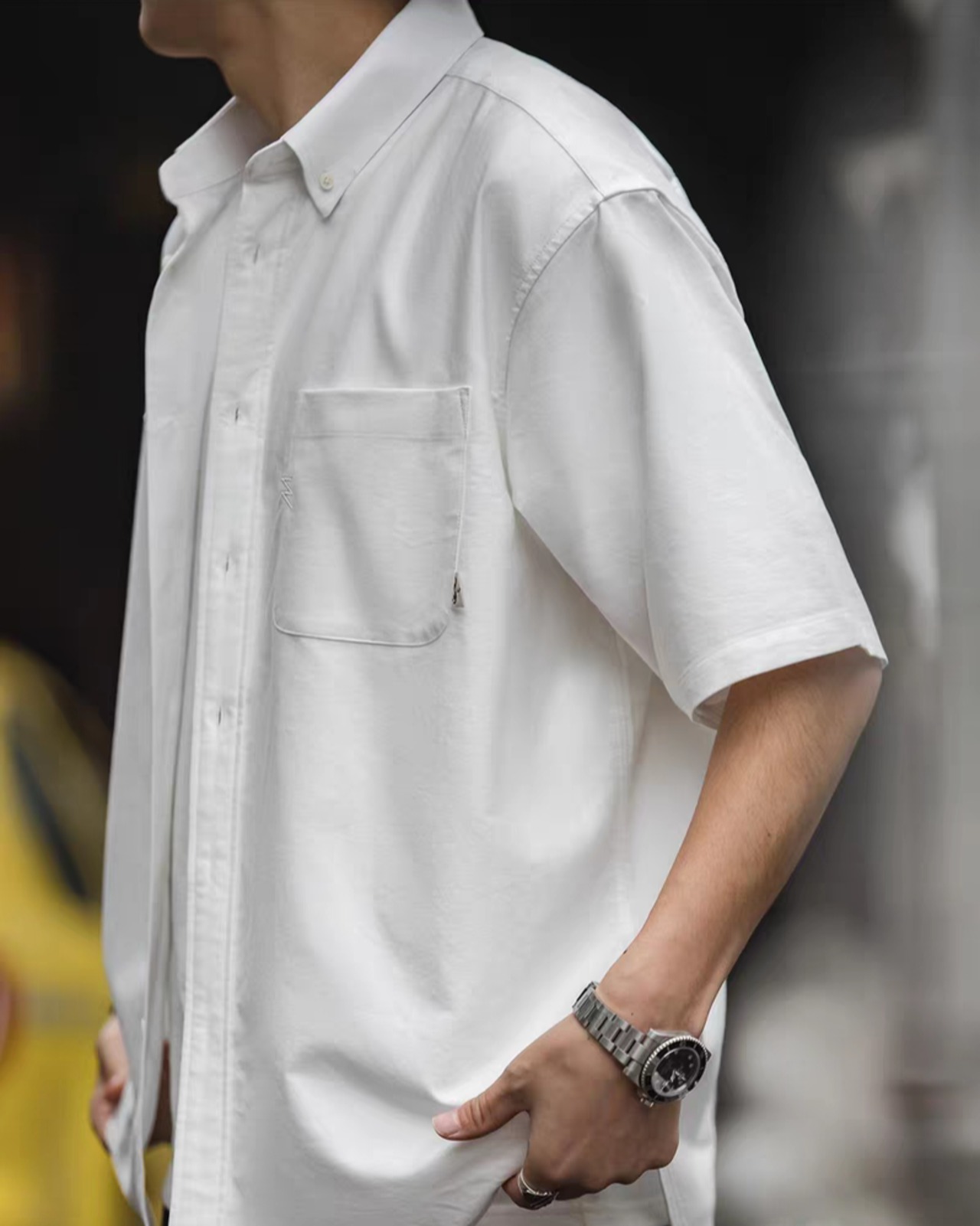 Retro Oversized Short-Sleeve Shirt  K0338