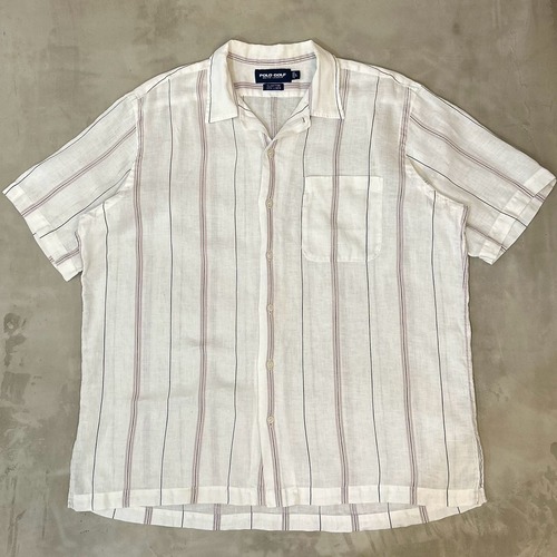 POLO GOLF Ralph Lauren “CLAYTON” Linen Striped Short Sleeve Shirt