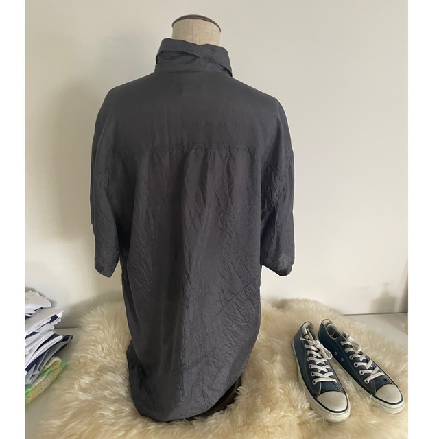 Silk charcoal open shirt