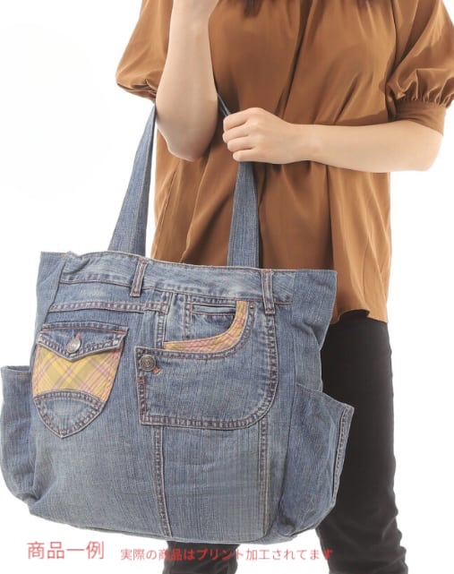 こってぃ大きめデニムリメイクバッグ（LL）No.806☆トートバッグ 372bb9622d8e7ff41b4af73a6d5839