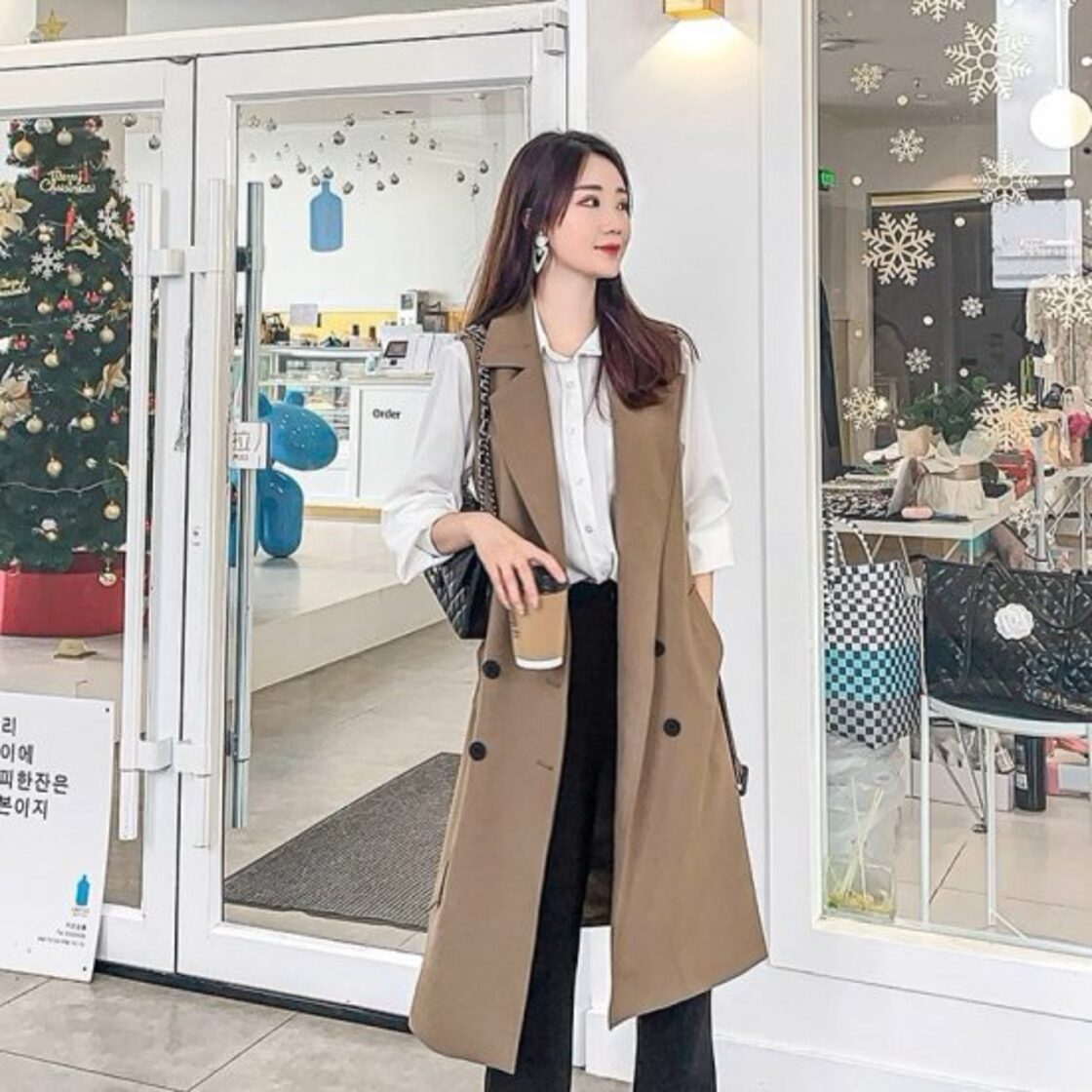 ロングジレ レディース ベスト ロング丈 ノースリーブ テーラード 