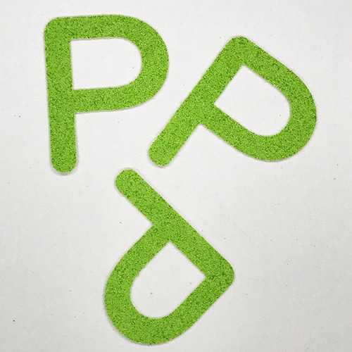 切り文字　A&Cペーパー　パルプロックPBR‐006（グリーン）　粘着付　ローマ字「P」