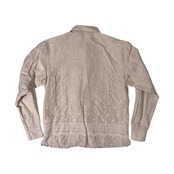 Mademoiselle NON NON リネン&コットン 刺繍デザイン 長袖シャツ M/ライトベージュ