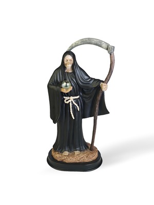 ヴィンテージ雑貨 Santa Muerte（サンタ・ムエルテ）大サイズ フィギュリン／死神像（黒衣）