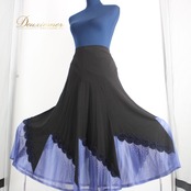 社交ダンス 衣装 スタンダード スカート レッスンウェア 女性用 レディース オールシーズン 黒 青 エル・プラト ブラック系 ブルー系 ラインストーン ポリエステル 伸縮性 ゴムウエスト デザイン おしゃれ エレガント フェミニン ダンスウェア 発表会