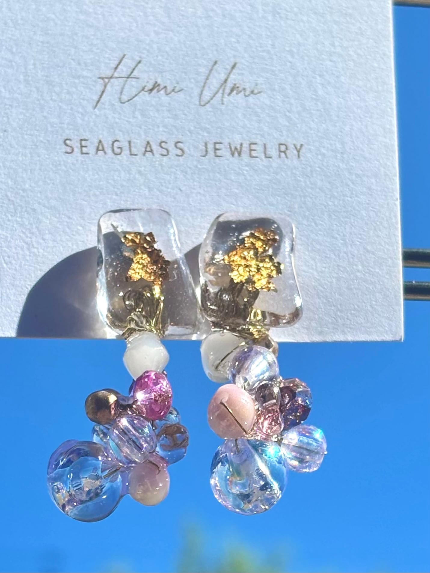 ピアス*【バブル】氷見シーグラスno8