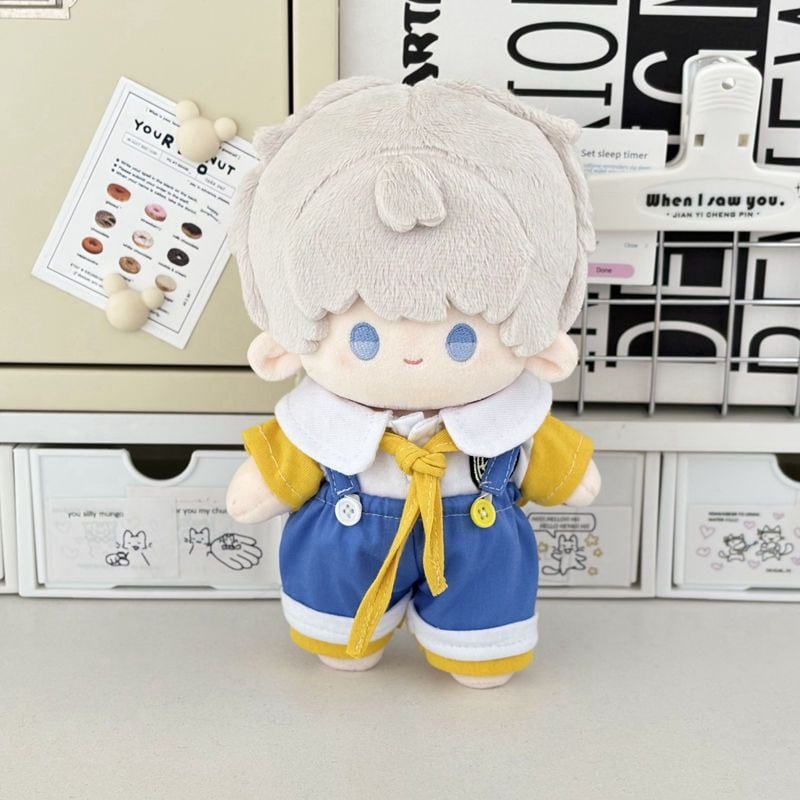 20cmぬいぐるみ用 かわいい 学園風 トップス+サロペット+ネクタイ 着せ